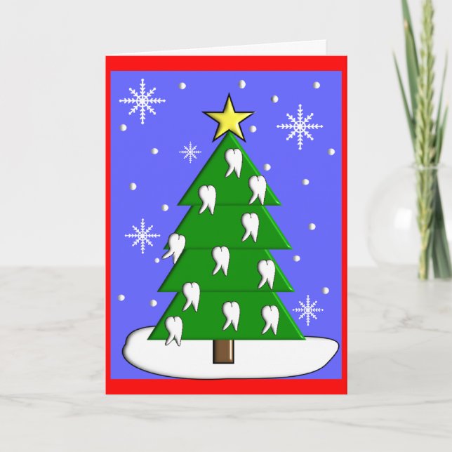 Dentist Christmas Tree CardsWith Tooth Decorations Holiday Card (Front)