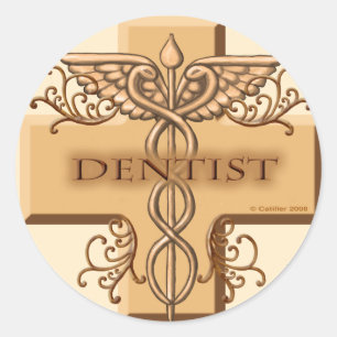 Dentist Cross Caduceus Classic Round Sticker