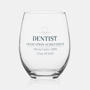Dentist Custom Name Since Year Stemless Wine Glass