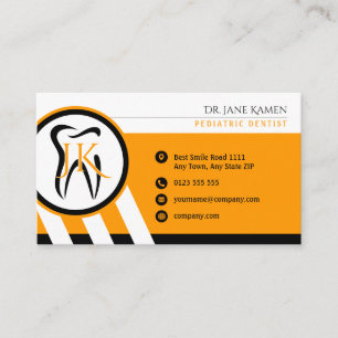 Dentist Dental Appointment Card Orange Initials