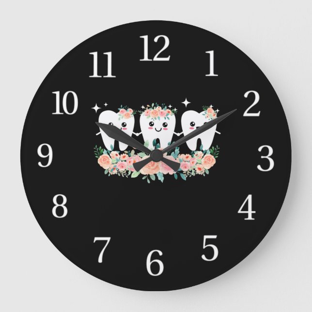 Dentist Dental Assistant Oral Hygienist Tooth Large Clock (Front)