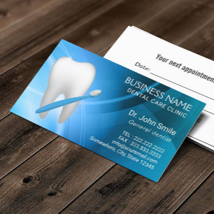 Dentist Dental Care Modern Blue Appointment Card