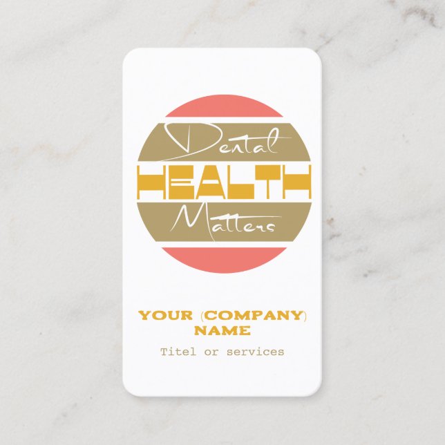 Dentist, dental care professionals Business Card (Front)
