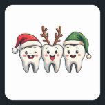 Dentist Dental Christmas Santa Floss Xmas Tree Square Sticker<br><div class="desc">floss christmas design,  christmas floss graphic,  dental holiday art,  teeth with santa hat,  dentist christmas design,  festive dental art,  floss with santa hat,  christmas dental theme,  holiday floss design,  santa hat floss graphic</div>