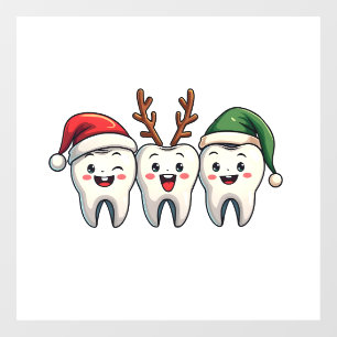 Dentist Dental Christmas Santa Floss Xmas Tree Window Cling