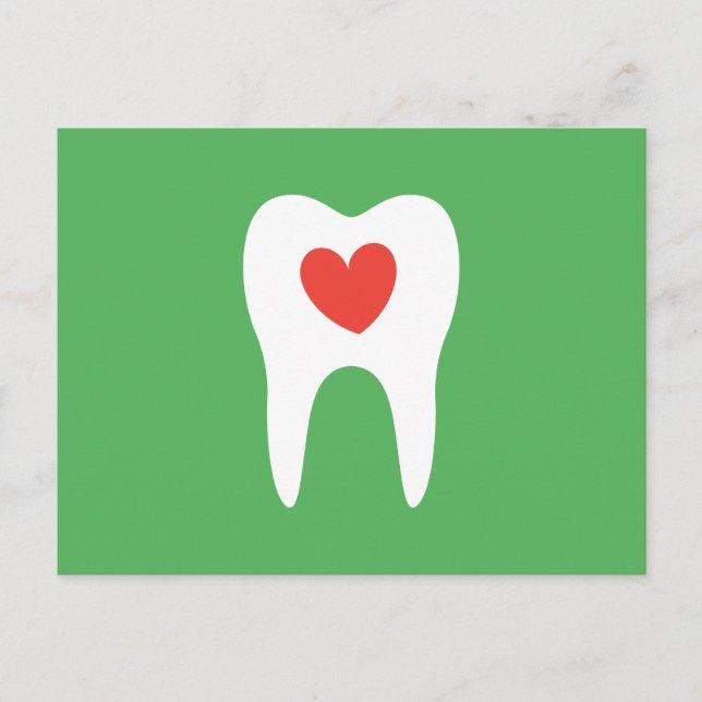 Dentist dental clinic appointment reminder, green postcard (Front)