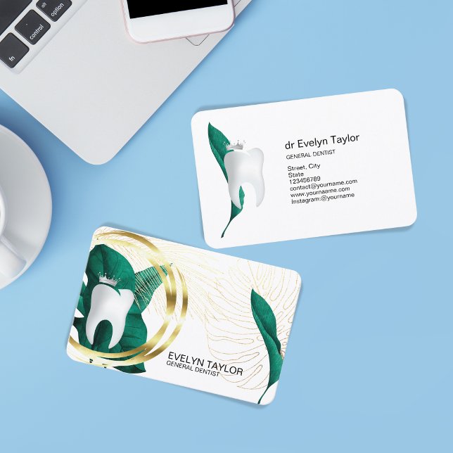  Dentist Dental Clinic teeth Whitening  Floral Bus Business Card (Creator Uploaded)