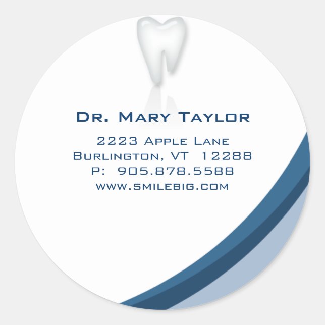 Dentist Dental Molar Tooth Logo Sticker Blue curve (Front)