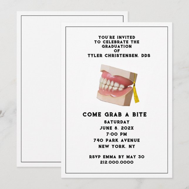 Dentist Dental School Graduation Party Invitation (Front/Back)