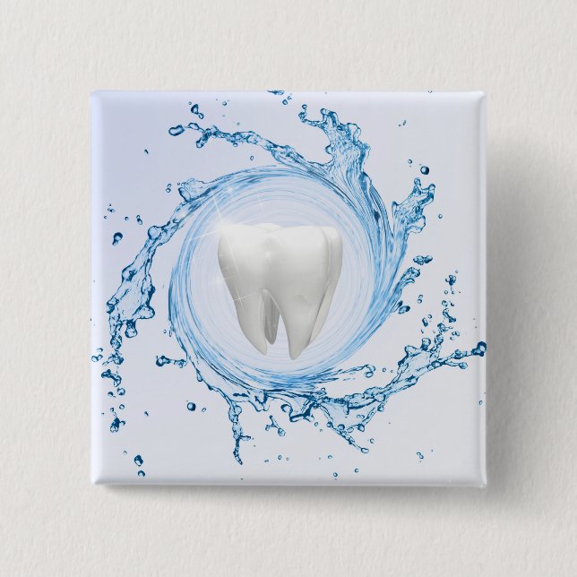 Dentist Dental Tooth Water Professional 2 Inch Square Button (Front)