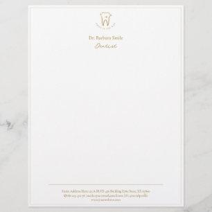 Dentist Dentistry Frame Gold Tooth White Blue Grey Letterhead
