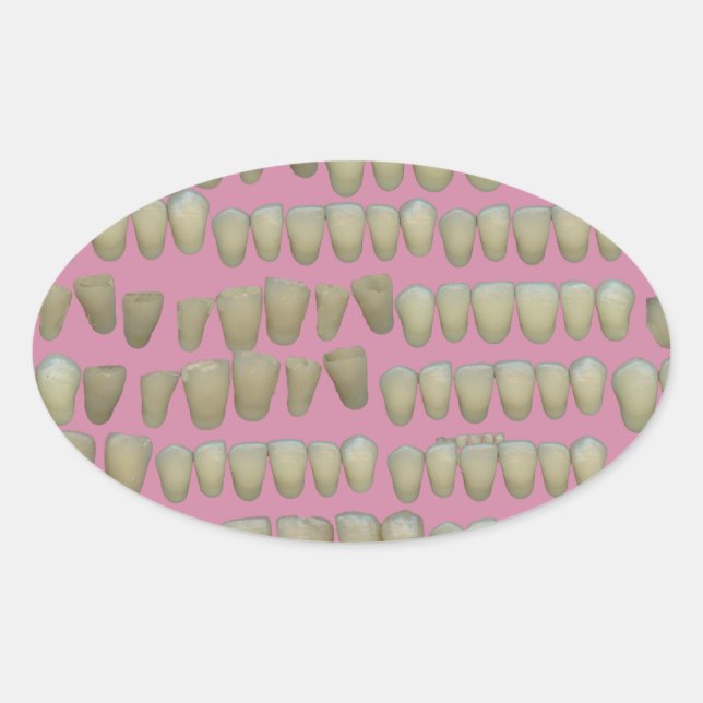 DENTIST DENTISTRY ORTHODONTICS ROTTEN TEETH MOUTH OVAL STICKER (Front)