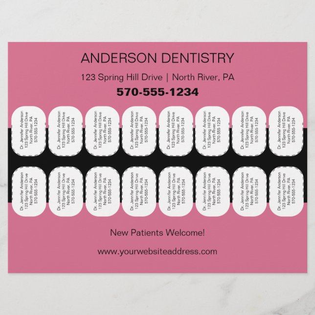 Dentist, Dentstry Flyer with Tear Off Teeth Strips (Front)