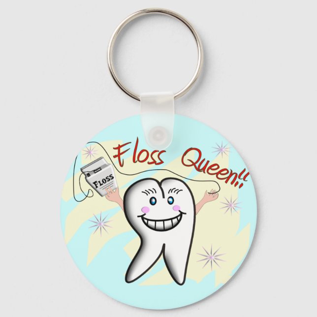 Dentist "Floss Queen" T-Shirts and Gifts Keychain (Front)