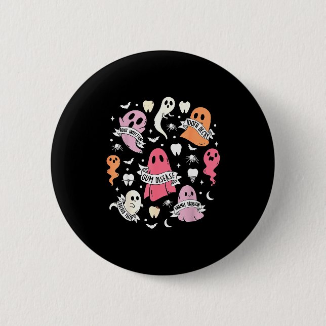 Dentist Ghost Soky Halloween Dental Hygienist Ista 2 Inch Round Button (Front)