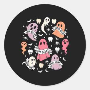 Dentist Ghost Spooky Halloween Dental Hygienist Is Classic Round Sticker