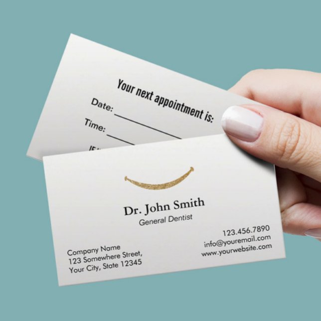 Dentist Gold Glitter Smile Dental Appointment Card (Creator Uploaded)
