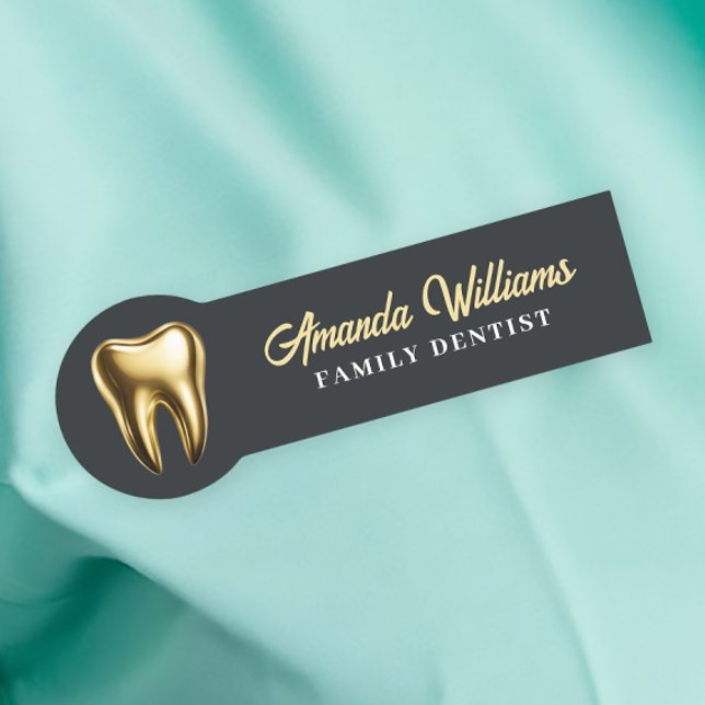 Dentist Gold Logo Professional Name Tag (Creator Uploaded)