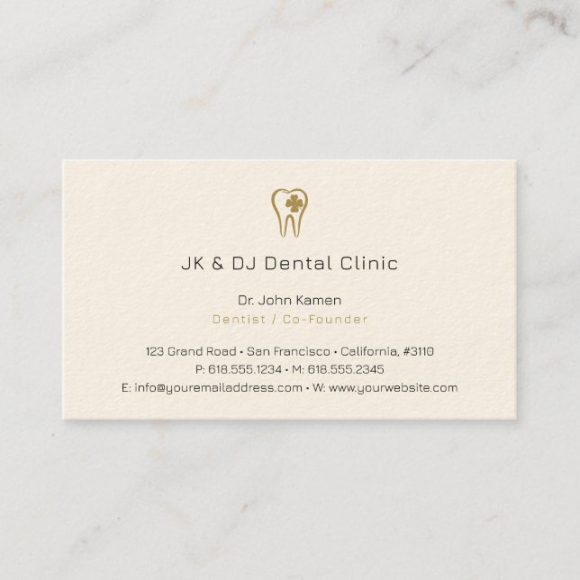 Dentist | Gold Lucky tooth Business Card (Front)