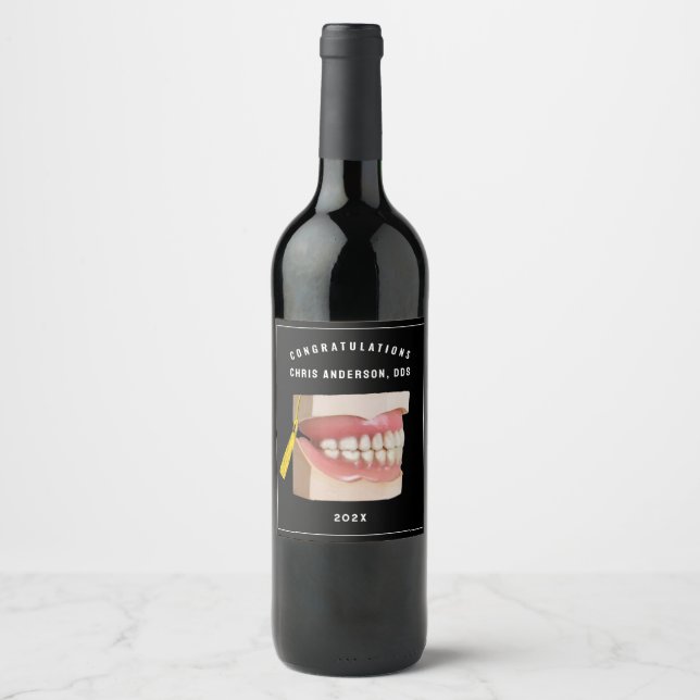 Dentist Graduation Congrats Wine Label (Front)