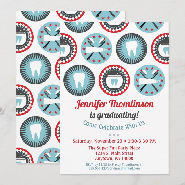 Dentist Graduation Invitation Dental Hygienist (Front/Back)
