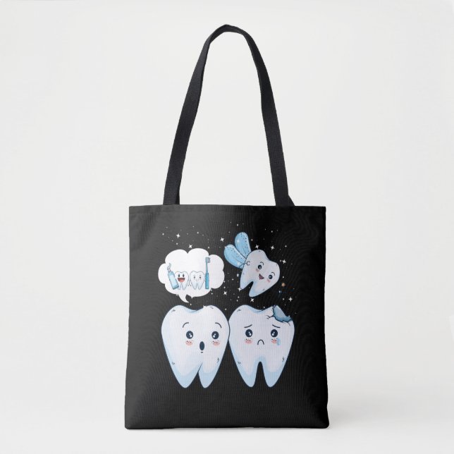 Dentist Happy Teeth Cute Fairy Dental Assistant Tote Bag (Front)