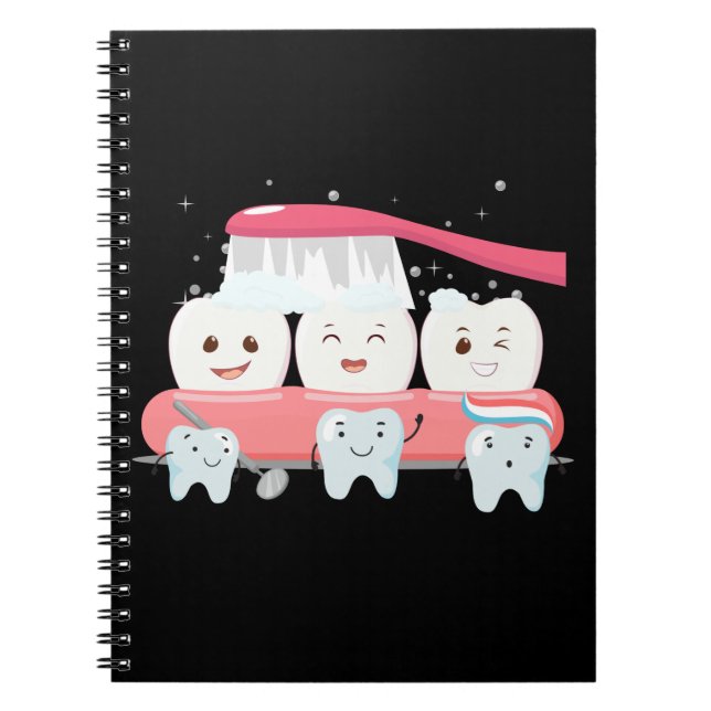 Dentist Happy Teeth Toothbrush Dental Assistant Notebook (Front)