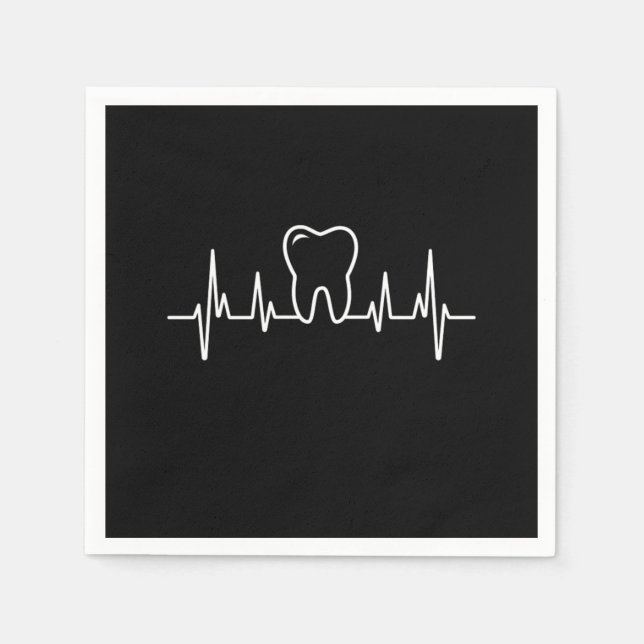 Dentist Heartbeat Teeth Tooth Doctor Detistry Gift Napkin (Front)