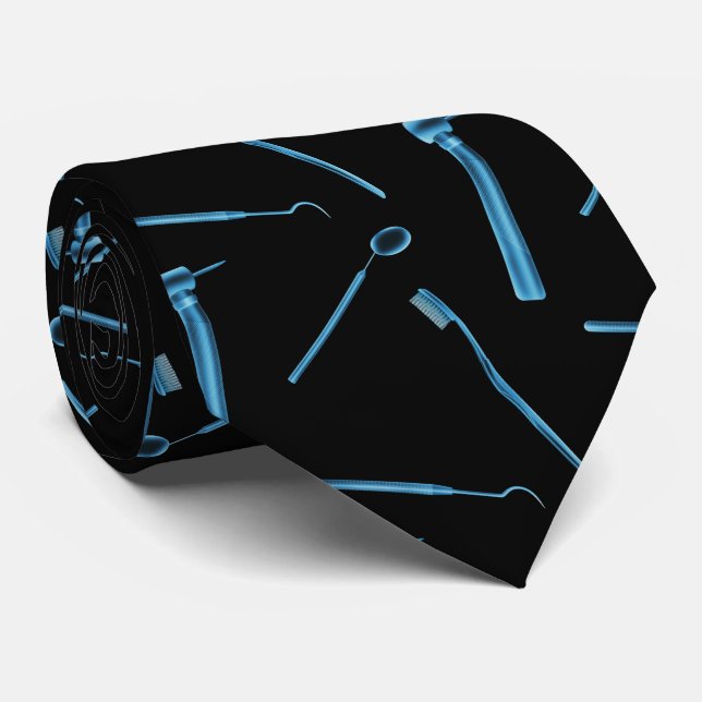 Dentist Hygienist Xray Dental Tools Black Tie (Rolled)