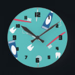 Dentist Instruments Seamless Pattern Round Clock<br><div class="desc">Numbered round wall clock with a charming dentist pattern.</div>