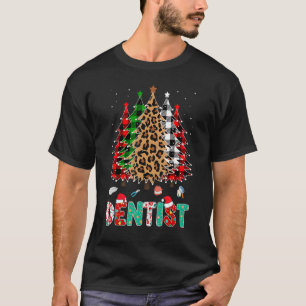 Dentist Leopard Red White Green Plaid Christmas Tr T-Shirt