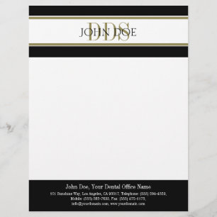 Dentist Letterhead Gold DDS Matching Business Card