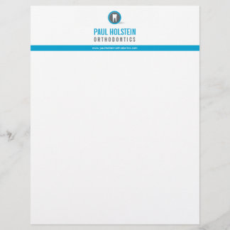 DENTIST LETTERHEAD :: modern tooth logo blue