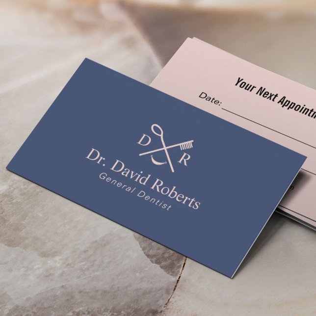 Dentist Minimal Dental Logo Navy Pink Appointment (Creator Uploaded)