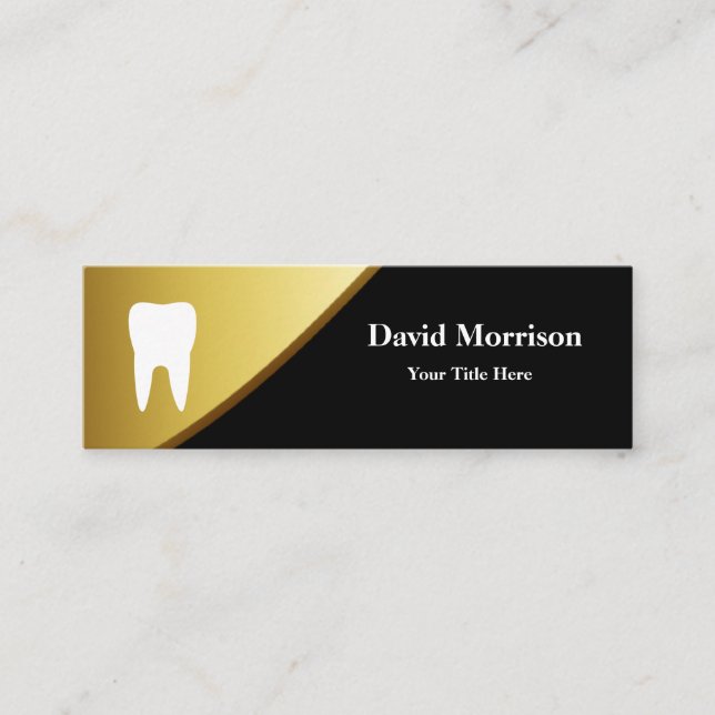 Dentist Modern Gold & Grey Dental Assistant Mini Business Card (Front)