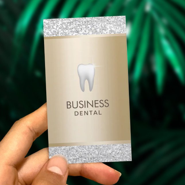 Dentist Modern Gold & Silver Dental Appointment Card (Creator Uploaded)