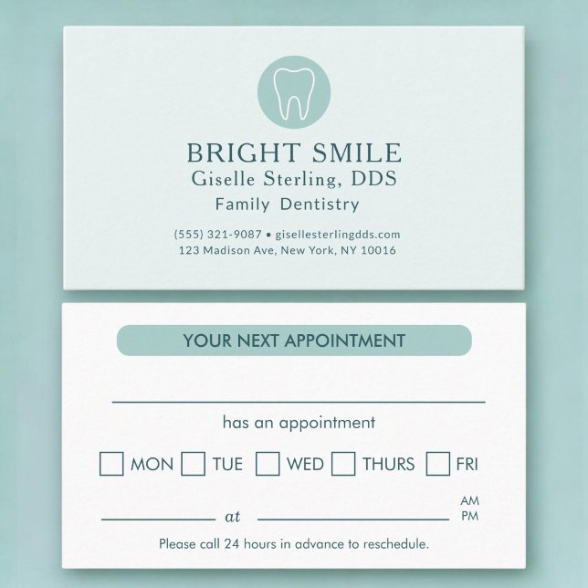 Dentist Modern Light Turquoise Appointment Card (Creator Uploaded)