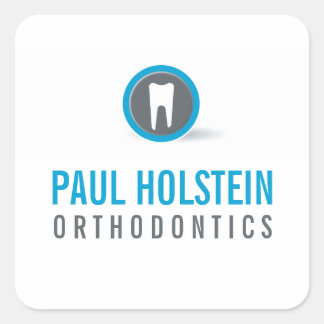 DENTIST modern professional tooth logo grey blue Square Sticker