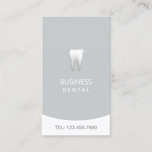 Dentist Modern Silver Dental Appointment Card (Front)