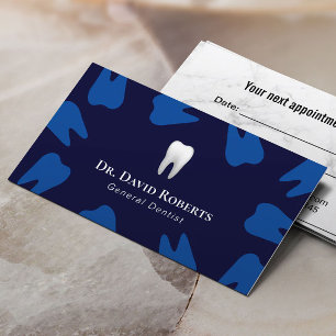 Dentist Navy Blue Teeth Dental Office Appointment Card