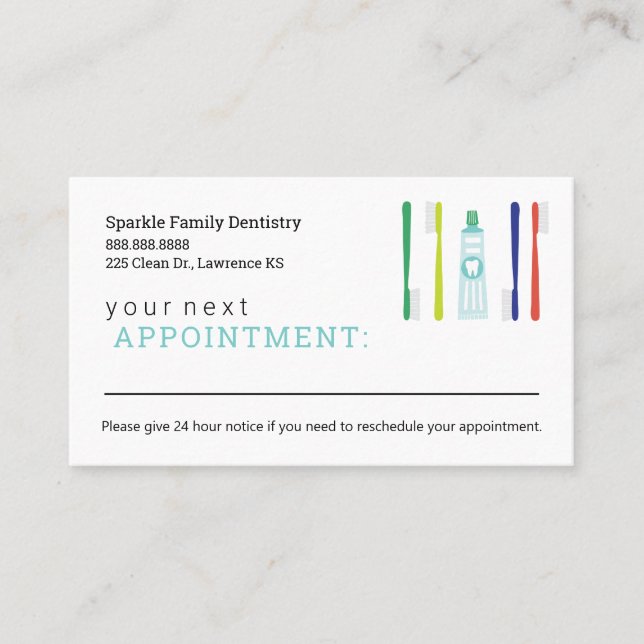 Dentist Office Appointment Reminder Card (Front)