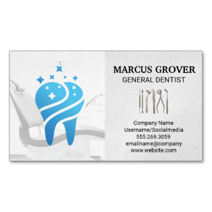Dentist Office   Clean Blue Tooth   Dental Tools  Magnetic Business Card