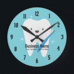 Dentist Office Dental Care Smiling Tooth Round Clock<br><div class="desc">Dentist Office Dental Care Tooth & Toothbrush Clocks.</div>