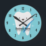 Dentist Office Dental Care Smiling Tooth Round Clock<br><div class="desc">Dentist Office Dental Care Tooth & Toothbrush Clocks.</div>