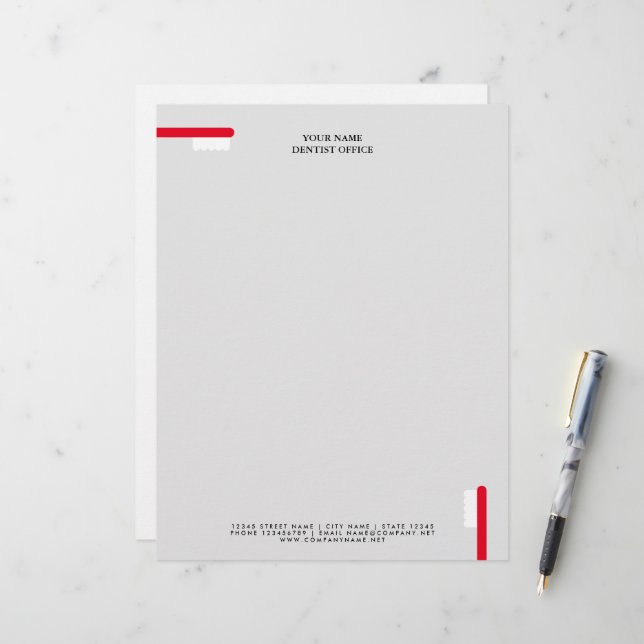 Dentist office letterhead template with toothbrush (Front/Back In Situ)