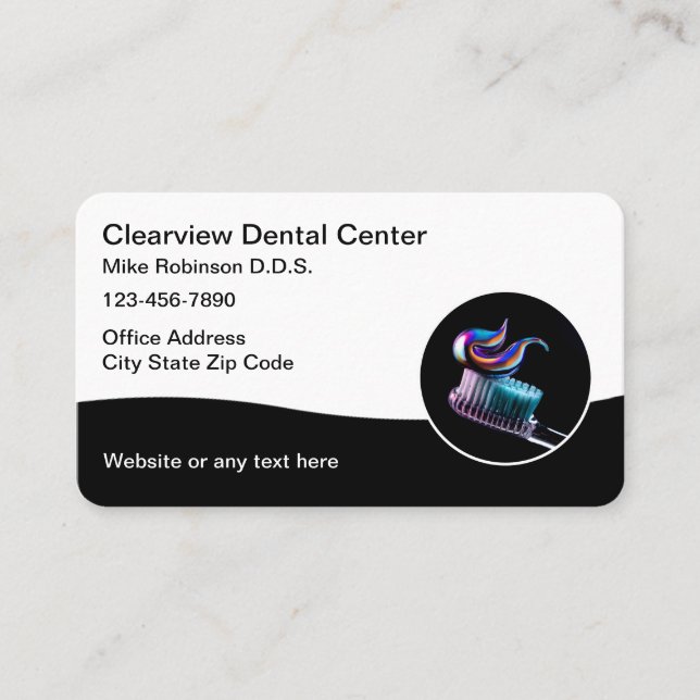 Dentist Office Moderne Toothbrush Carte de visite (Devant)