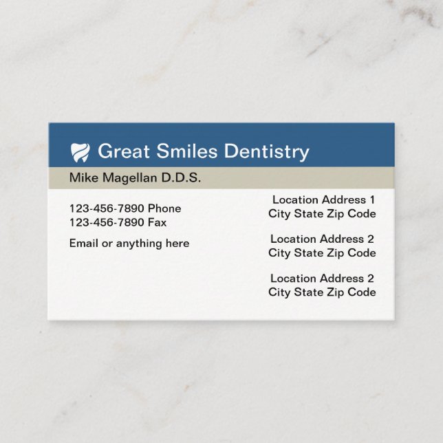 Dentist Office Multi Location Appointment Card (Front)
