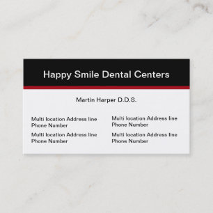 Dentist Office Multiple Location Business Card