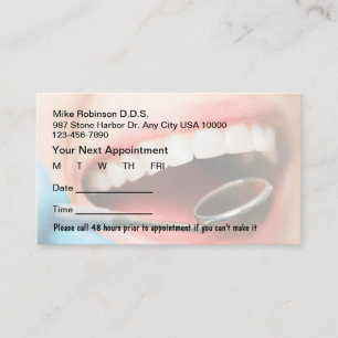 Dentist Office Patient Appointment Cards