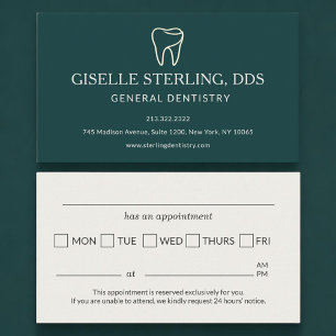 Dentist Office Teal Green Appointment Reminder Business Card